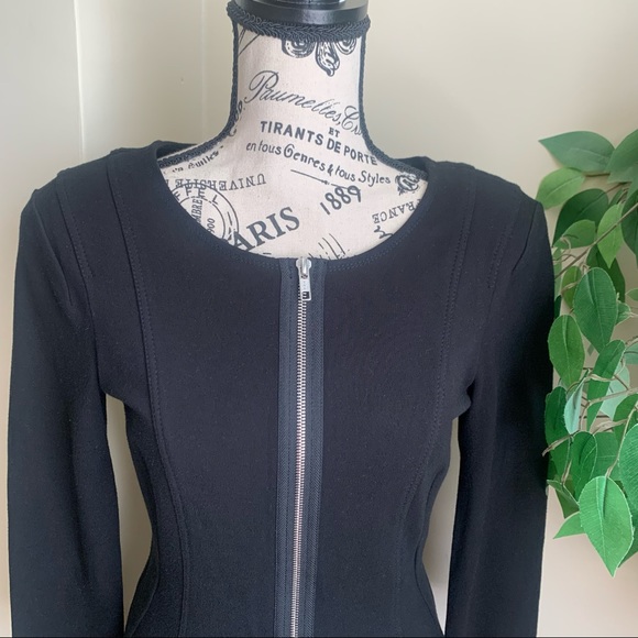 Theory Susan Classical Front Zip Bodycon Dress Black Sz 10 - Picture 5 of 16